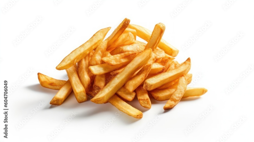 French fries on a white background. Generative AI French fries on a white background. Generative AI