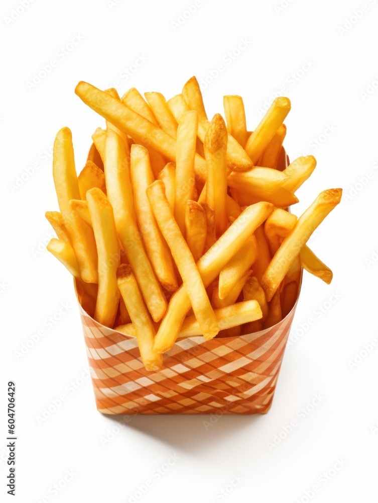 French fries on a white background. Generative AI French fries on a white background. Generative AI