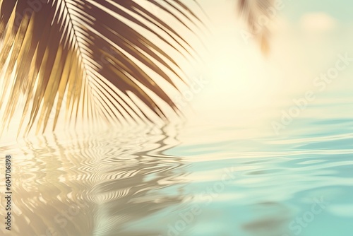 palm tree and its reflection in water. Generative AI