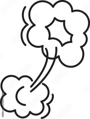 Fart cloud vector line icon, smoke poof doodle, comic breath, air, steam puff, dust or flatulence, cartoon smell pop, funny gas outline design. Editable stroke. Aroma illustration