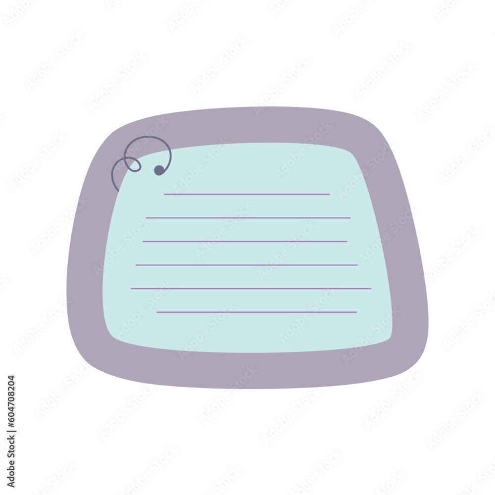 Cute Memo Notebook paper frame for text. Planner sticker element sticky. Flat vector illustration. Cute Notes planner page. Cute Memo Notebook paper frame for text. Planner sticker element sticky. Flat vector illustration. Cute Notes planner page.