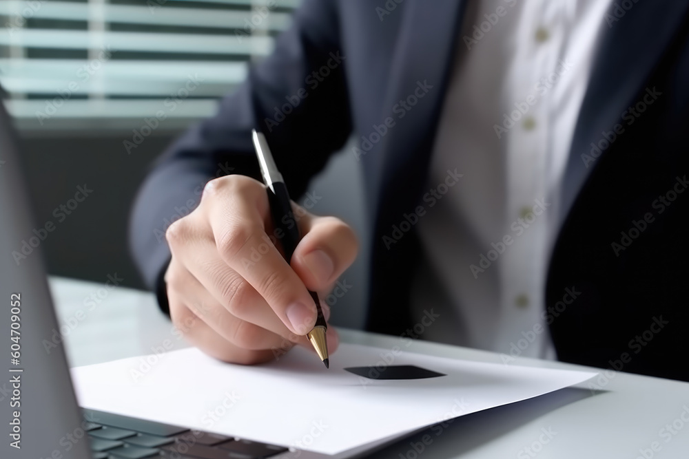 Businessman tick correct sign mark for document approve, project acceptance and quality assurance concept, take an assessment, questionnaire, evaluation, online survey, online exam, checklist. AI Businessman tick correct sign mark for document approve, project acceptance and quality assurance concept, take an assessment, questionnaire, evaluation, online survey, online exam, checklist. AI
