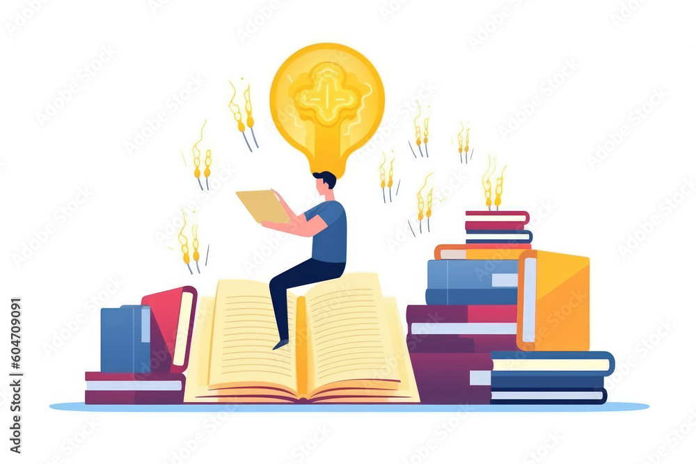 Innovative learning, idea of inspiration from reading and learn, creative educational study, Self learning or education knowledge and business studying concept. AI Innovative learning, idea of inspiration from reading and learn, creative educational study, Self learning or education knowledge and business studying concept. AI