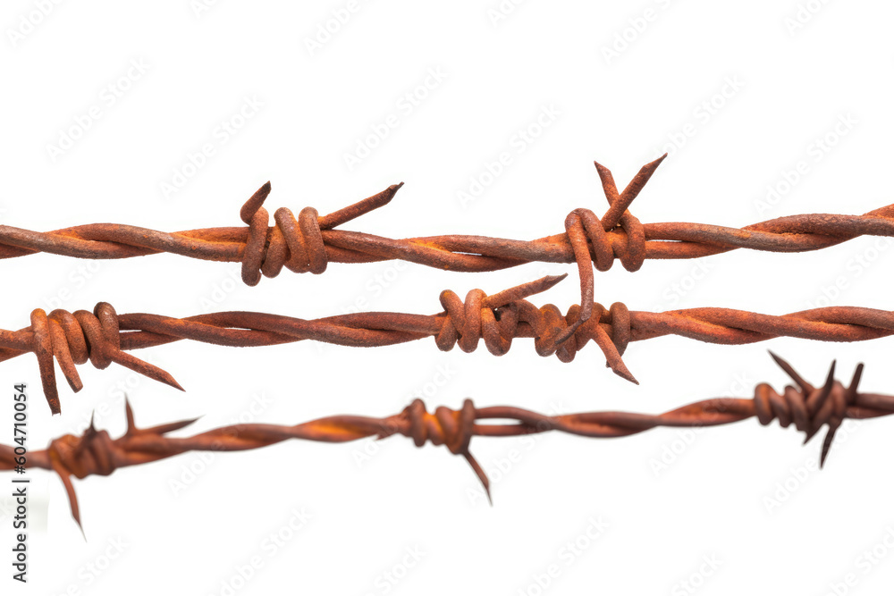 Fototapeta premium Rusted barbed wire isolated on white background