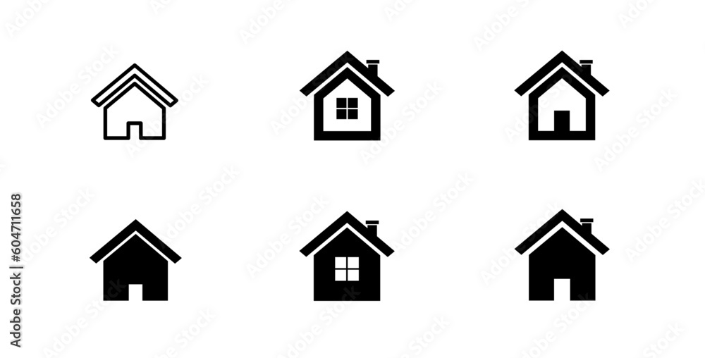 Set of house icons. Web home icon for apps and websites. Home sign page icon. Vector.