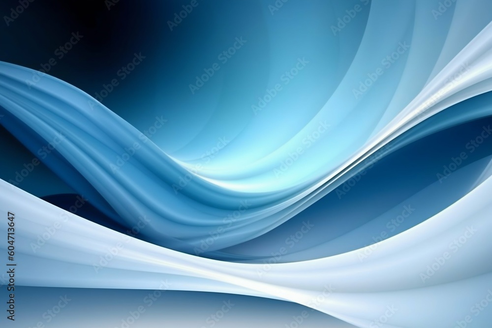 Blue Abstract Background with White Waves. Generative ai