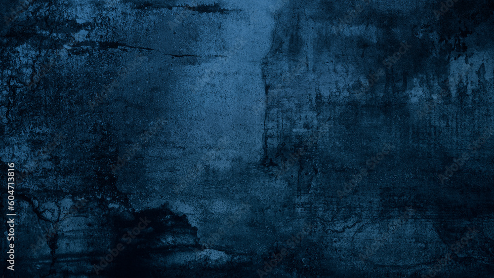 Obraz premium Beautiful abstract grunge decorative navy blue dark stucco wall background, art rough stylized texture web banner with space for text