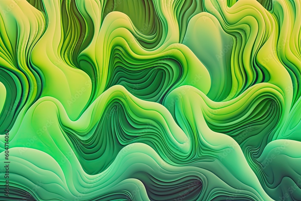 green and yellow waves in a digital art style. Generative AI green and yellow waves in a digital art style. Generative AI