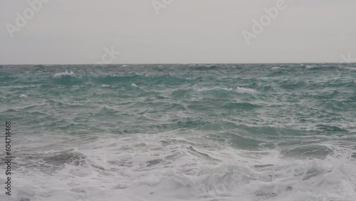 Slow motion restless mediterranean sea background shot photo