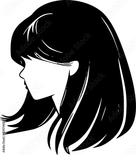 Hair - Black and White Isolated Icon - Vector illustration