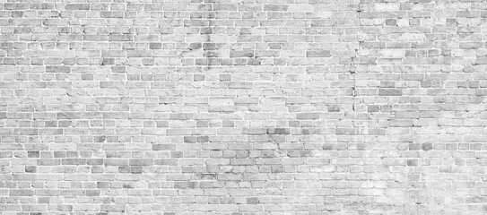 Abstract white brick wall texture for pattern background. wide panorama picture. with copy space design for web banner