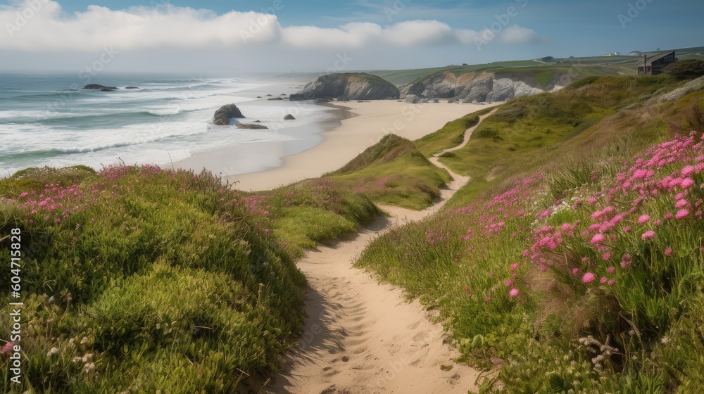 Path along the serene coast line Path along the serene coast line