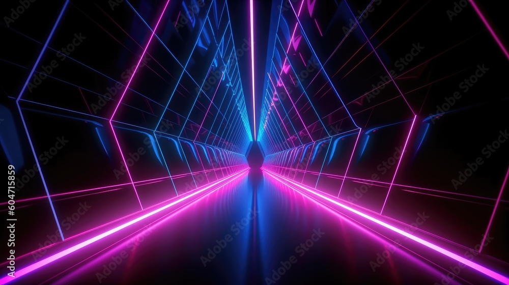 Abstract neon lights tunel background Abstract neon lights tunel background