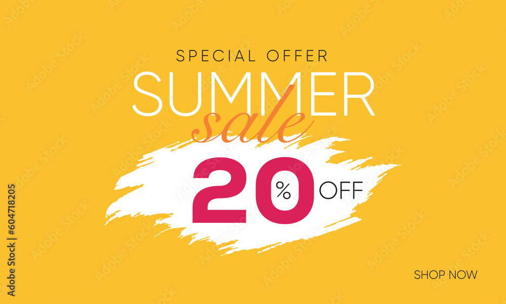 Obraz premium summer sale offer 20% off, summer sale 20% off, summer sale banner, summer sale offer banner design