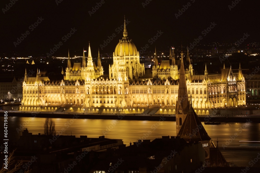 hungarian parliament building by night, Budapest 
