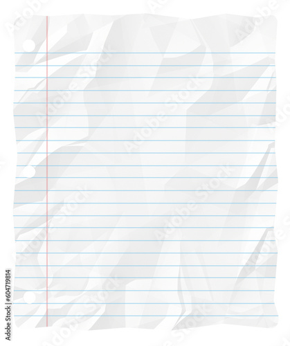 Lined School Writing Paper Crinkled Background Blank Copy Space