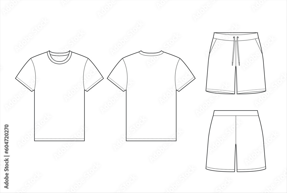 Naklejka premium T-shirt and Shorts Outline Vector Template