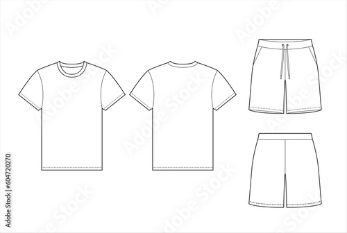 T-shirt and Shorts Outline Vector Template