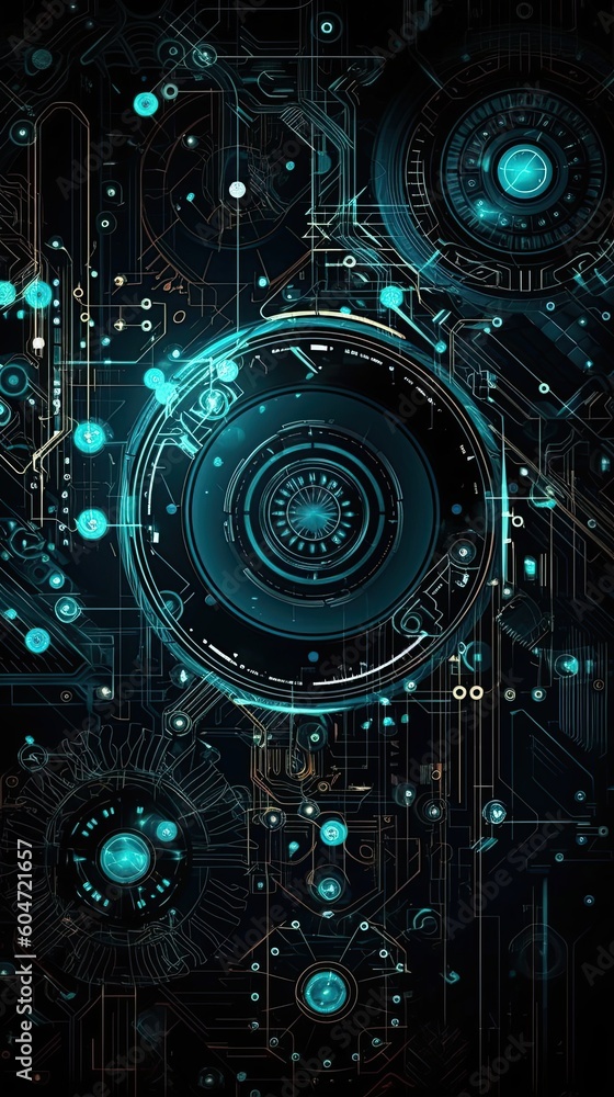 Technological background. Cyber Security, safety information, personal data concept. An abstract high tech background. Technology security concept. Modern networking digital background. Generative AI