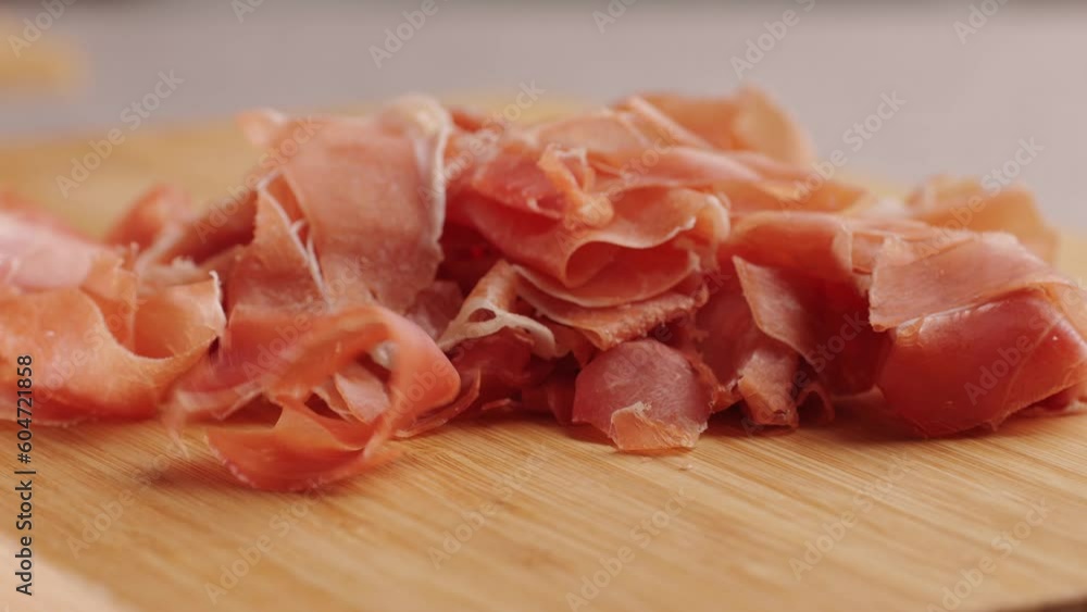 Jamon iberico tapas close up, chef cooking the best spanish ham pork tapas, cafe with traditional food. Jamon iberico tapas close up, chef cooking the best spanish ham pork tapas, cafe with traditional food.