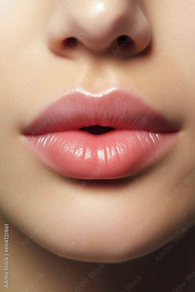 Close-Up Beauty Shot of Woman's Lips. Generative ai Close-Up Beauty Shot of Woman's Lips. Generative ai