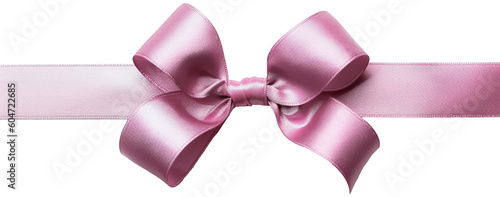 Pink ribbon bow isolated on transparent background, transparent png