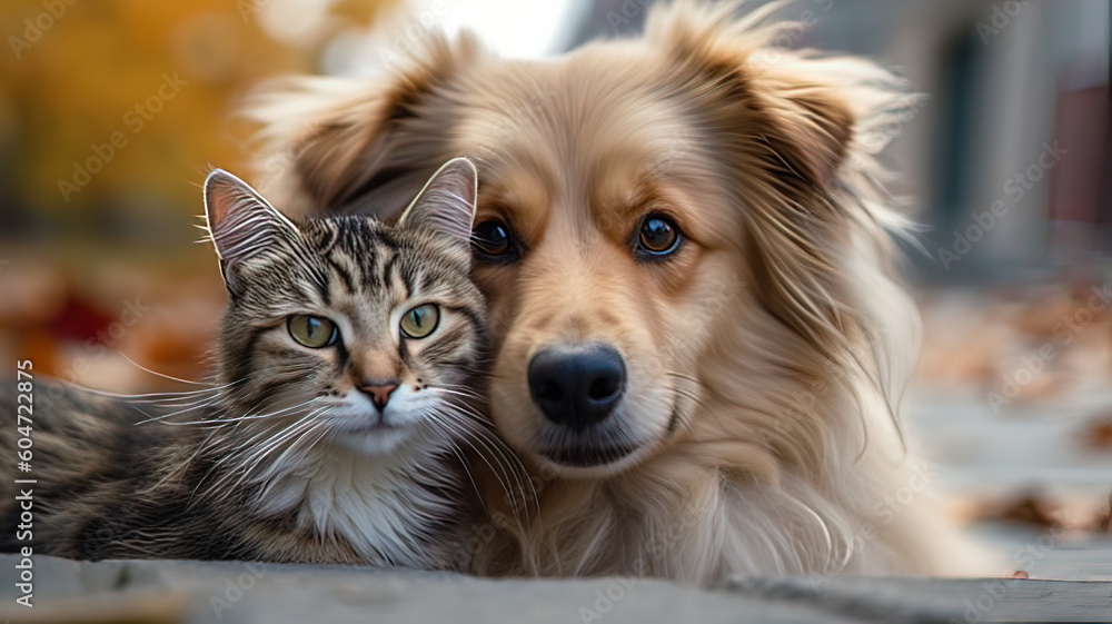 eow and Woof: Cat and Dog Sharing a Special Moment