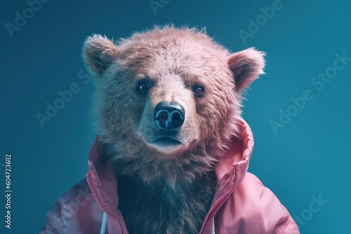 Anthropomorphic bear dressed in human clothing. humanized animal concept. AI generated, human enhanced © top images