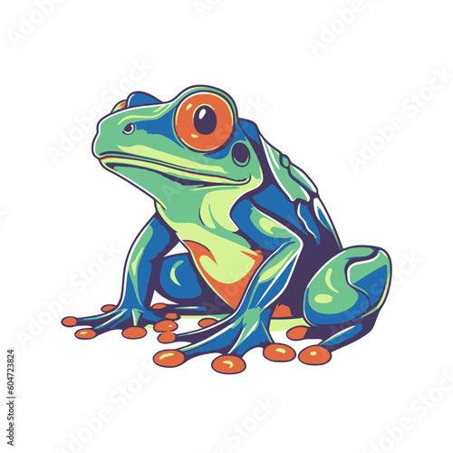 Cartoon colorful frog. Vector illustration.