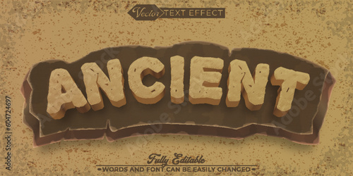 Cartoon Stone Ancient Vector Editable Text Effect Template