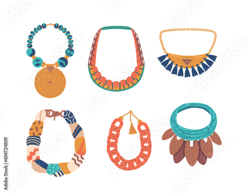 Collection Of Colorful Beads And Necklaces In Different Sizes And Shapes, Perfect For Creating Unique Jewelry Piece