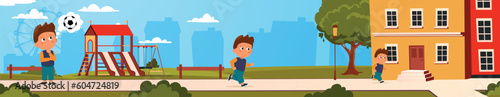 Set of scenes with boy