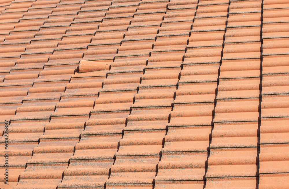 red roof tiles, full frame pattern, angle view horizontal red roof tiles, full frame pattern, angle view horizontal