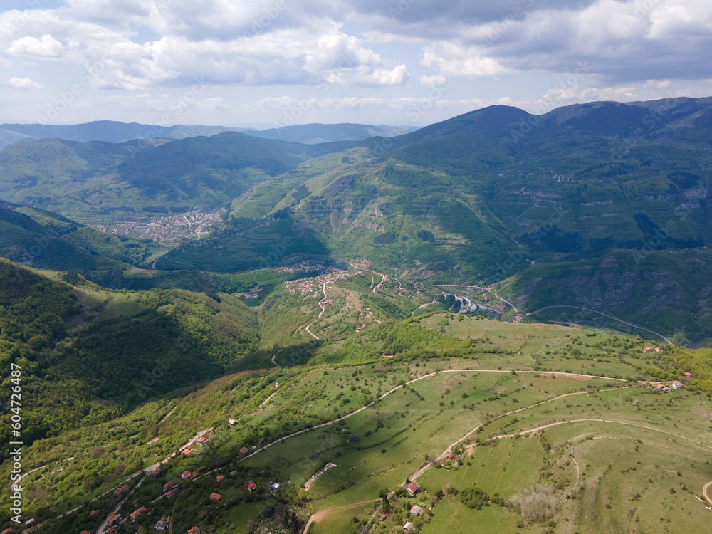 Obraz premium Aerial view of iskar gorge near village of Bov, Bulgaria