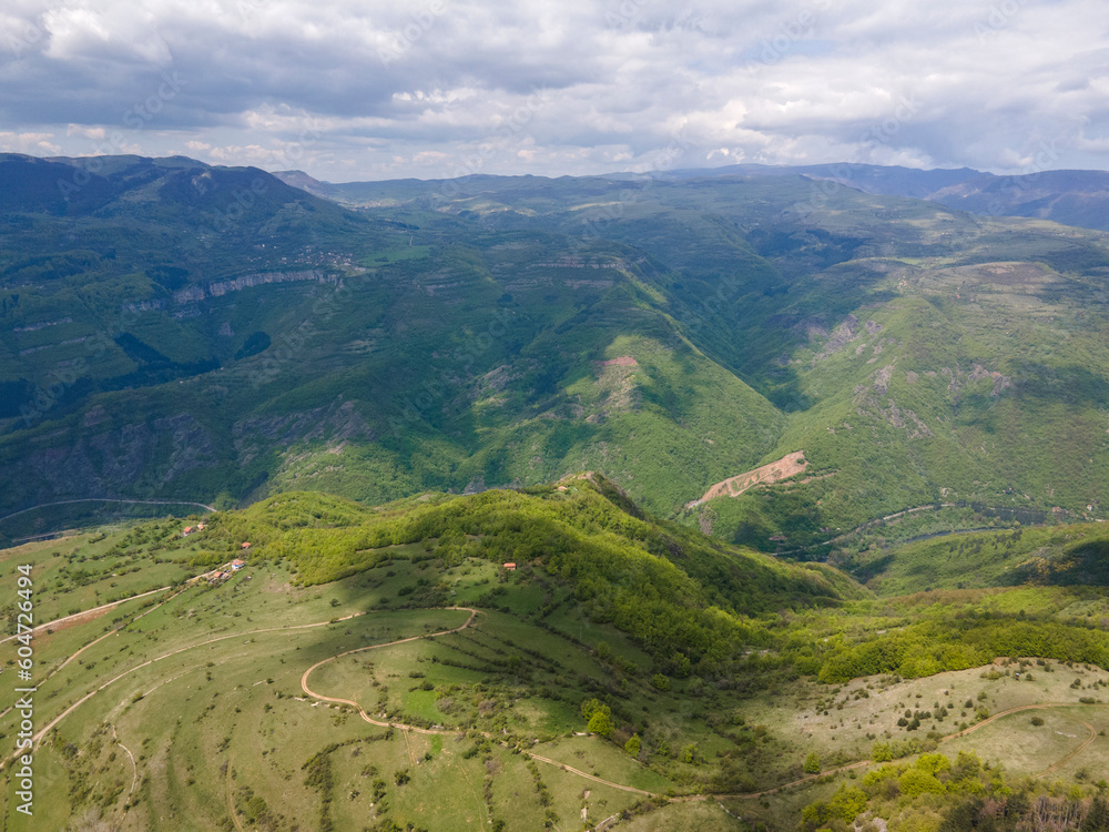 Obraz premium Aerial view of iskar gorge near village of Bov, Bulgaria