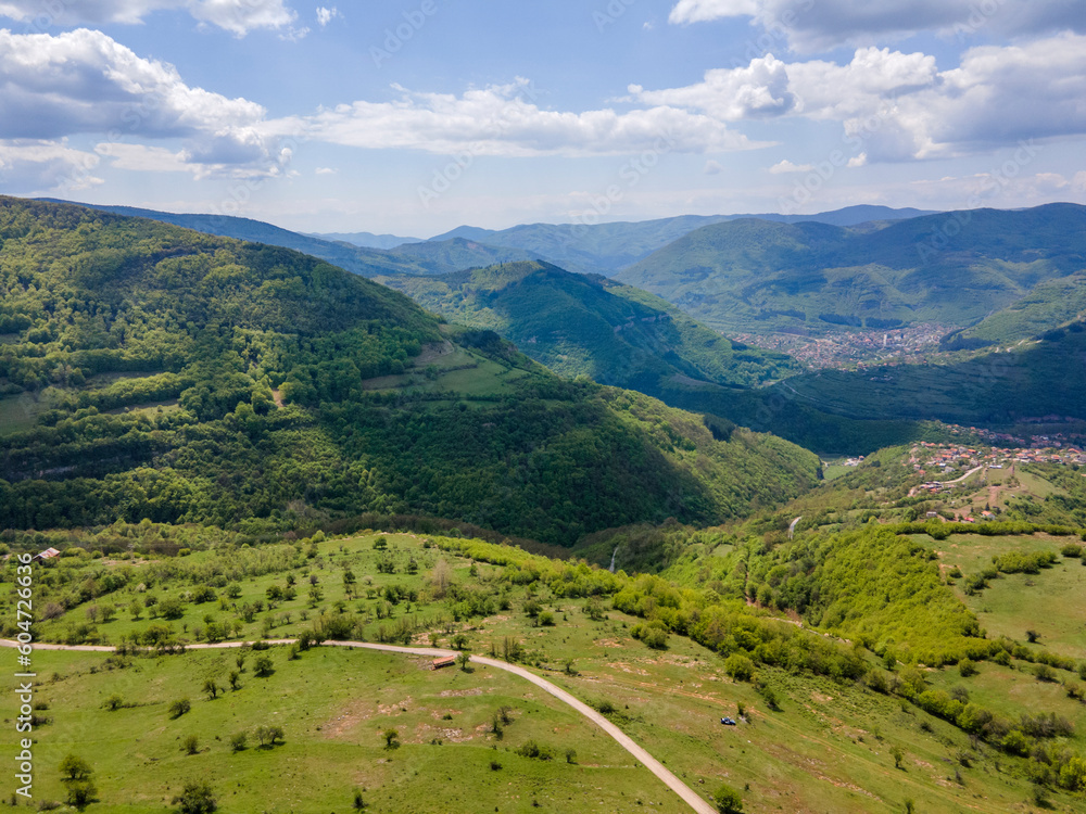 Obraz premium Aerial view of iskar gorge near village of Bov, Bulgaria