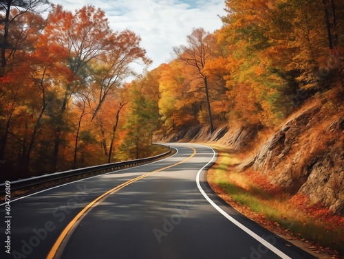 Majestic Autumn Road in Nature