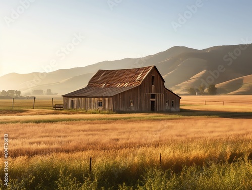 Weathered Wooden Barn in Countryside