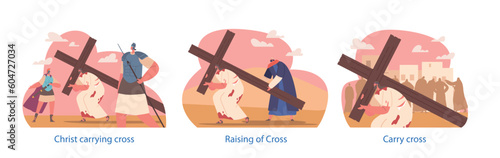 Jesus Carrying The Cross. Poignant Biblical Scenes Depicting Jesus' Selfless Sacrifice, Showing His Strength
