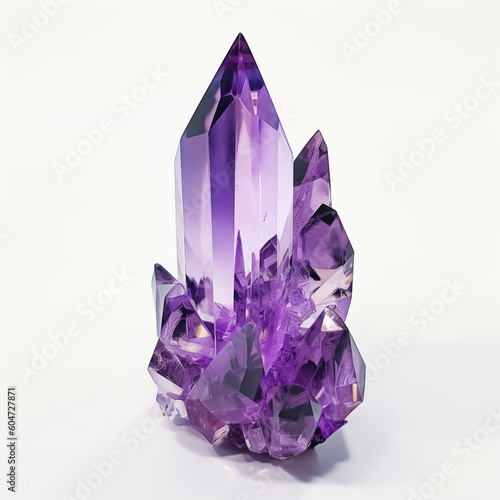 Tall purple amethyst quartz crystal geode tower. Generative AI