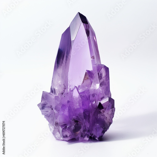 Tall purple amethyst quartz crystal geode tower.  Generative AI photo