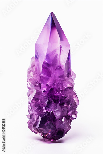 Tall purple amethyst quartz crystal geode tower. Generative AI