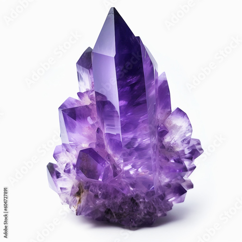 Tall purple amethyst quartz crystal geode tower. Generative AI