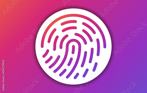 fingerprint icon with purple gradient color and simple background