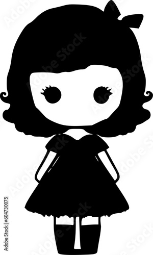 Doll - Black and White Isolated Icon - Vector illustration
