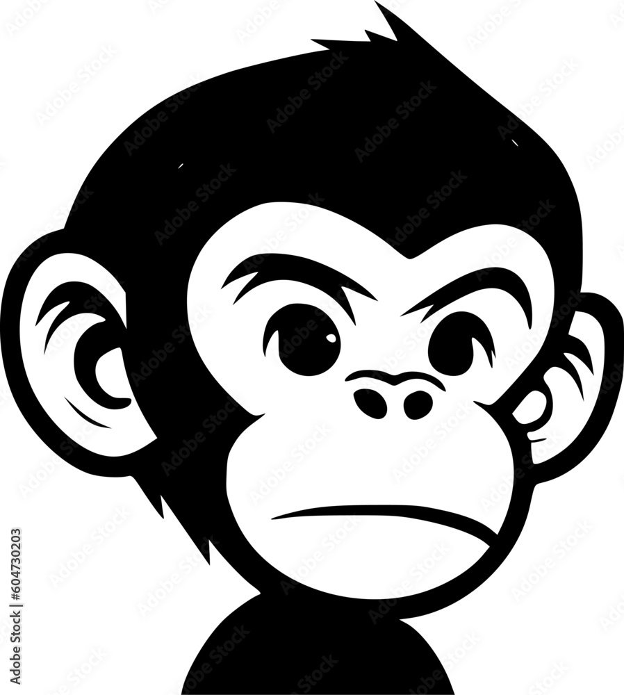 Monkey | Black and White Vector illustration Monkey | Black and White Vector illustration