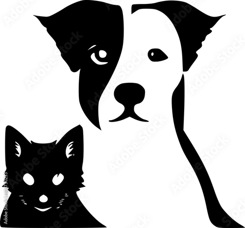 Pets - Black and White Isolated Icon - Vector illustration