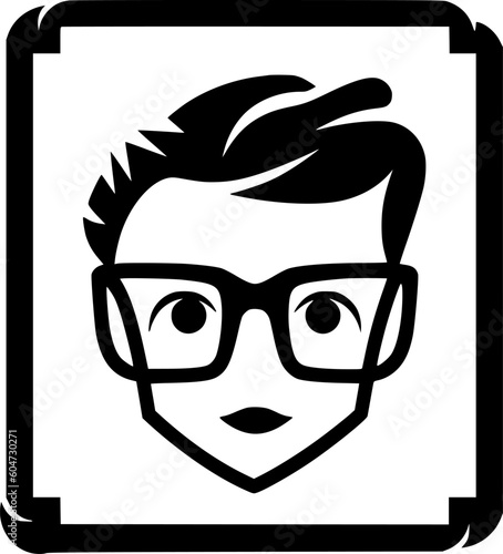 Photo Frame - Black and White Isolated Icon - Vector illustration