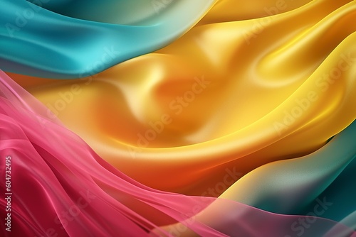 Mesmerizing and vibrant, billowing silk creates an abstract and artistic background of flowing colors. Ai Generated.