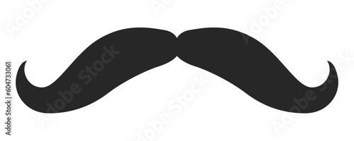 Gunslinger moustache Beard style men illustration Facial hair mustache. Vector black male Fashion template flat barber collection set. Stylish hairstyle isolated outline on white background.